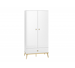 Šatní skriňa GOLDIN 01, Alpská biela/Biely Lesk