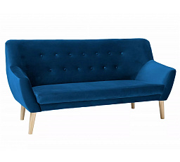 Pohovka NORDIC 3, zamatovo modrá Bluvel 86/bukový