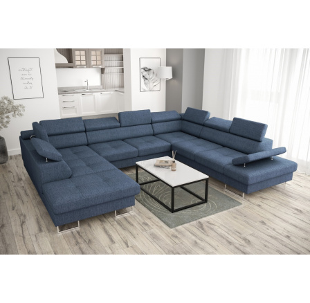 Rohová sedacia súprava GALAXY MAX I s funkciou spania 280x350x225 - modrá, pravá Rohová sedacia súprava GALAXY MAX I s funkciou spania 280x350x225 - modrá, pravá
