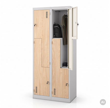 JULIAN skriňa ECO: BIELA RAL9003 + DREVENÝ DEKOR H1850*Š800*H450
