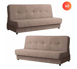 Sada 2x Rozkladacia Pohovka ARUBA Hnedá