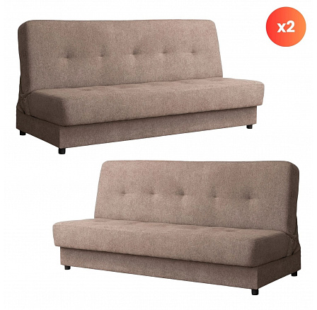 Sada 2x Rozkladacia Pohovka ARUBA Hnedá