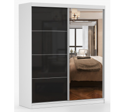 Šatní skriňa MULTI 31 - 183 cm, Biela/Čierny Lesk