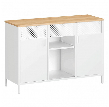Komoda 110x40x76cm, kov, bílá, AUK-E1420 WT