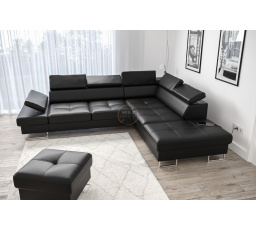 Rohová sedacia súprava GALAXY s funkciou spania 225x280 - čierna eko koža, pravá