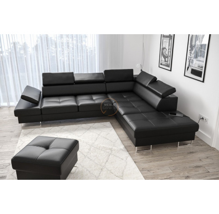 Rohová sedacia súprava GALAXY s funkciou spania 225x280 - čierna eko koža, pravá Rohová sedacia súprava GALAXY s funkciou spania 225x280 - čierna eko koža, pravá