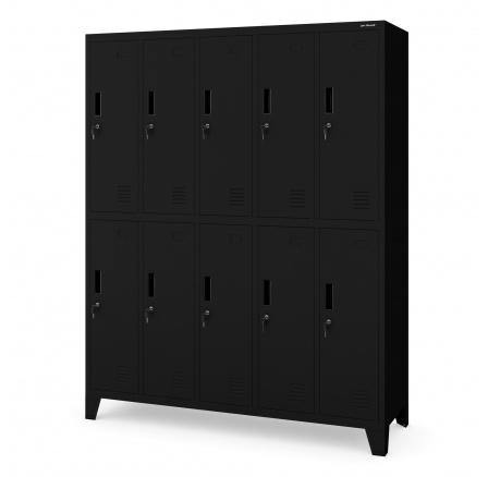 Kovová uzamykateľná šatníková skrinka odevná s 10 boxmi čierna: BARTEK 1360 x 1720 x 450 mm Kovová uzamykateľná šatníková skrinka odevná s 10 boxmi čierna: BARTEK 1360 x 1720 x 450 mm