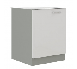 Kuchynská dolná skrinka BOLZANO 60 D 1F BB, Biely lesk/Sivá