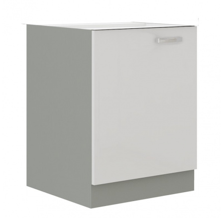 Kuchynská dolná skrinka BOLZANO 60 D 1F BB, Biely lesk/Sivá