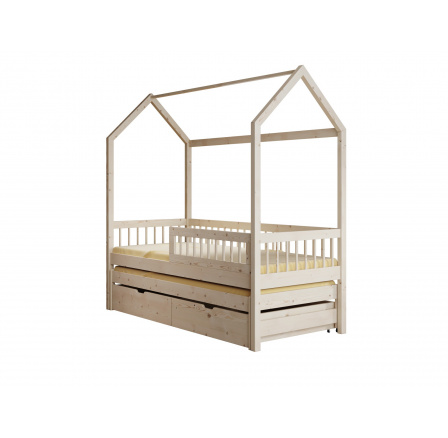 Posteľ Domček Artes s matracom Borovica+Borovica Posteľ Domček Artes s matracom Borovica+Borovica