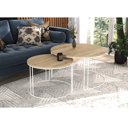 Konferenčný stolík 2v1 ETTA Biela+Sonoma