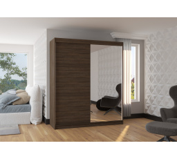 Šatní skriňa s posuvnými dverami a zrkadlom VIKI 180 Choco+Choco