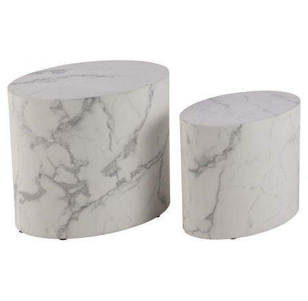 Sada konferenčných stolíkov Mice biely mramor