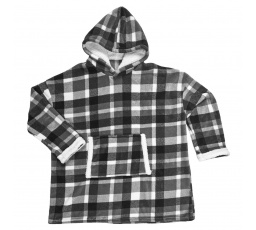 Zateplená kockovaná mikina / čierna snuddie