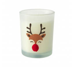 Biela vianočná sviečka s motívom soba