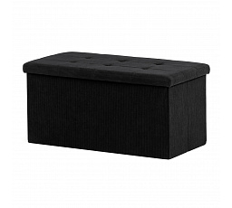 Taburet s úložným priestorom, čierna menčestrová látka