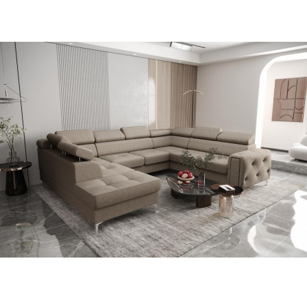 Rohová sedacia súprava ORION MAX I s funkciou spania 225X350X255 cm - hnedá, pravá Rohová sedacia súprava ORION MAX I s funkciou spania 225X350X255 cm - hnedá, pravá