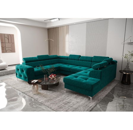 Rohová sedacia súprava ORION MAX I s funkciou spania 225X350X255 cm - tyrkysová, ľavá