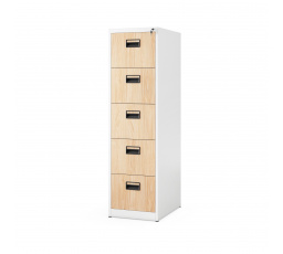 Kovová kartotéková skriňa SARA V5, 460 x 1630 x 620 mm, Eco Design: biela/ dub sonoma