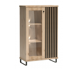 Vitrína CALI C-3, Artisan/čierna matná