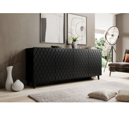 Komoda ASTI, čierna matná/čierna matná