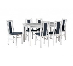 Jedálenský set MILENIUM 1, stôl+6 stoličiek, biela/látka 8 sivá