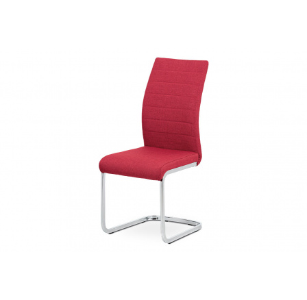 Jedálenská stolička, červená látka, kovový chróm