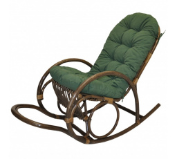 Ratanové hojdacie kreslo Jenaira hnedé polster tmavo zelený melír