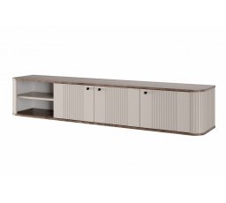 Závesná TV komoda Vesper 3D, kašmír / orech / čierne úchyty