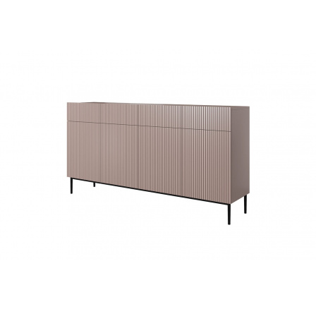 Komoda Nicole 200 cm so štyrmi zásuvkami - staroružová MDF / čierne nohy