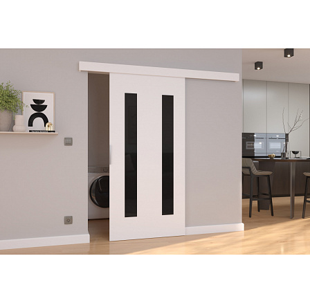 Posuvné dvere na stenu HERS 76 White+Black Lacobel