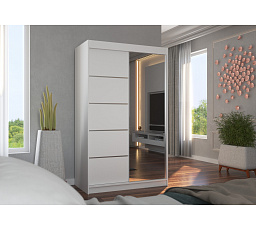 Posuvná skriňa so zrkadlom NICEA 120 Biela+Biela