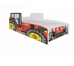 Posteľ s matracom TRACTOR RED 140x70 Červená