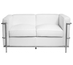 Dvojsedačková pohovka Kubik biela koža TP