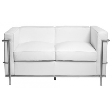 Dvojsedačková pohovka Kubik biela koža TP