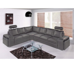 Kožená pohovka Endy ľavá sivá