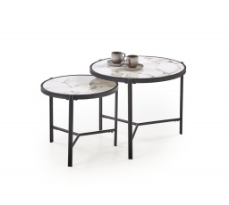 Konferenčný stolík FATIMA, efekt bieleho mramoru / čierna