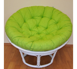 Ratanový papasan 100 cm biely, svetlozelený vankúš