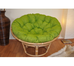 Ratanový papasan 110 cm medový vankúš zelený svetlomodrý