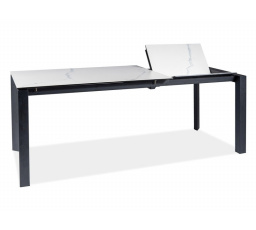 Jedálenský stôl METROPOL CERAMIC, efekt bieleho mramoru/čierny mat - 120(180)x80