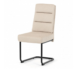 Jedálenská stolička, taštičkové pružiny v sedadle, madlo na operadle, krémová látka, čierny kov