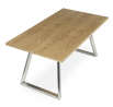 Stôl jedálenský 160x90cm, MDF+ dyha, odtieň dub, kovové nohy, brúsená nerez.