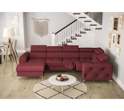 Rohová sedacia súprava ORION MAX III, relax s funkciou spania 165x320x190 cm - červená, pravá