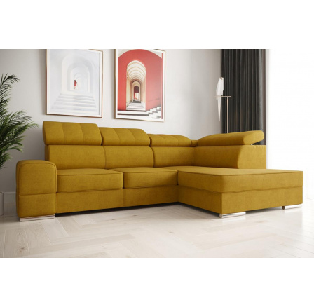 Rohová sedacia súprava ROYAL I 260×185 - žltá, pravá