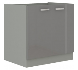 Kuchynská skrinka pod drez GARID 80 ZL 2F BB, sivý lesk/sivá