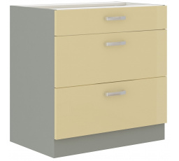 Kuchynská dolná skrinka KARPO 80 D 3S BB, krémový lesk/sivá