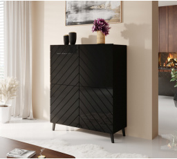 Komoda ABETO 100, matná čierna/lesklá čierna