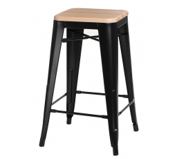 Barová stolička Paris Wood 65 cm čierna borovica prírodná