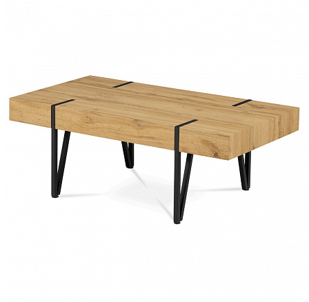 Konferenčný stolík 110x60x42, divoký dub MDF, čierny matný kov Konferenčný stolík 110x60x42, divoký dub MDF, čierny matný kov