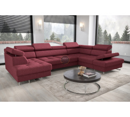 Rohová sedacia súprava GALAXY MAX II s funkciou spania 210x350x165 -červená, pravá